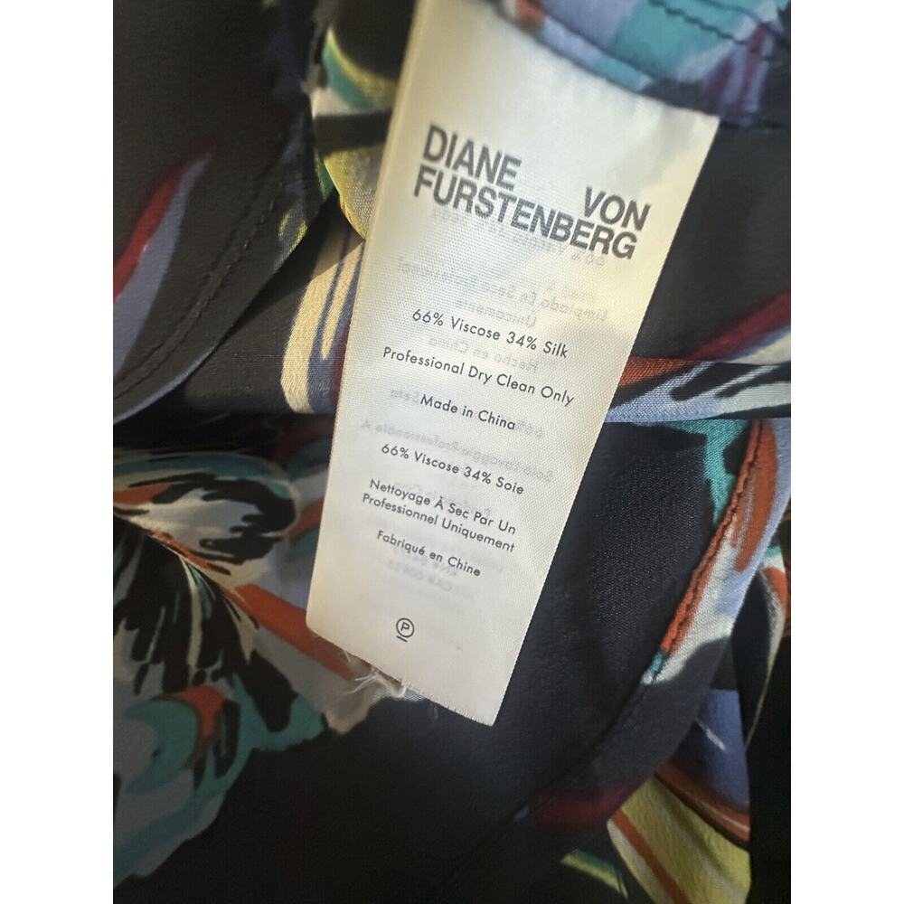 Diane von Furstenberg Silk Blend Sanorah Butterfly Blouse LS DVF Shirt Size 14 - Picture 14 of 16